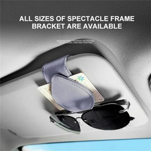 Set de 2 suporturi auto pentru ochelari TSLBW, gri,  piele, 9 x 4.5 cm