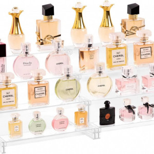 Set de 2 suporturi cu 4 nivele pentru parfumuri Lifewit, acril, transparent, 20 x 22,8 x 18,2 cm
