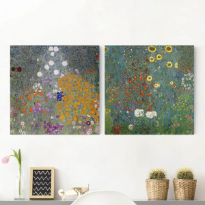 Set de 2 tablouri ``Garden`` East Urban Home, panza/lemn, multicolor, 30 x 60 cm