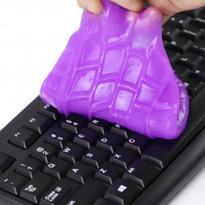 Set de 2 tuburi cu slime pentru curatare tastatura, mov/portocaliu, 160 g