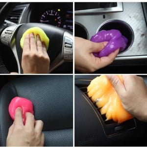 Set de 2 tuburi cu slime pentru curatare tastatura, portocaliu/mov, 160 g