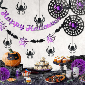 Set de 22 decoratiuni pentru Halloween Syoulin, plastic/textil, negru/violet