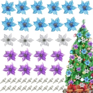 Set de 36 flori pentru bradul de Craciun OnlyGay, textil, multicolor, 14 x 14 cm