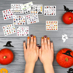 Set de 24 foi cu autocolante pentru unghii de Halloween, hartie/PVC, multicolor, 6 X 5,5 cm - Img 3