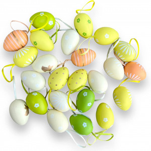 Set de 24 oua pentru Paste MIJOMA, plastic, verde/alb/portocaliu, 6 x 4 cm - Img 4