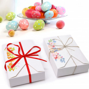 Set de 25 de cutii pentru cadouri cu panglica SurePromise, hartie/textil, alb/rosu/brun, 19, 5 x 12,5 x 4 cm - Img 7