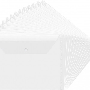 Set de 25 plicuri cu capsa de fixare pentru birotica ZuiJia, plastic, alb, 33 x 23 cm