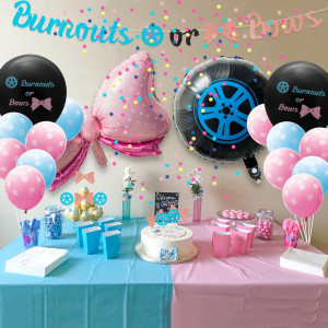 Set de 29 decoratiuni pentru petrecerea bebelusului A1diee, latex/folie/hartie, albastru/roz