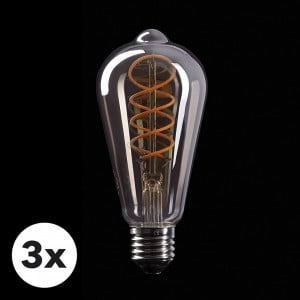 Set de 3 becuri Crown, LED, metal/sticla, E27, 6 x 14 cm, 5W