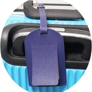 Set de 3 etichete pentru bagaje MIEWAA, piele PU, albastru, 22 x 6.7 cm - Img 3