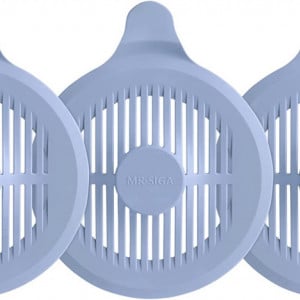 Set de 3 filtre pentru scurgere MR.SIGA, silicon, albastru deschis, 12,9 cm