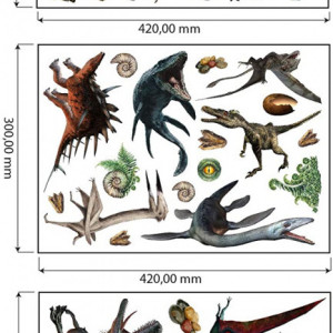 Set de 3 foi cu autocolante dinozauri BumbleBee Print, polipropilena, multicolor, 32 x 45 cm - Img 2