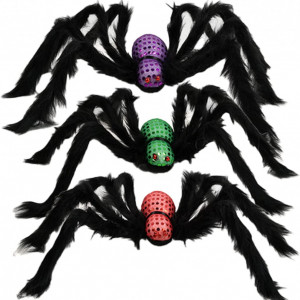 Set de 3 paianjeni pentru Halloween Vohoney, textil, multicolor, 75 cm - Img 1