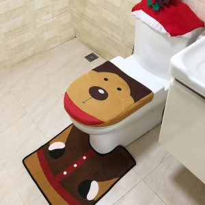 Set de 3 piese pentru decorare toaleta de Craciun LUI SUI, textil, multicolor, 36 x 41 cm / 54 x 54 cm - Img 3