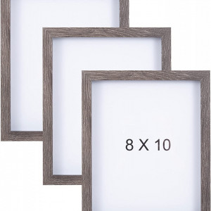 Set de 3 rame foto Muzilife, lemn, maro, 22,5 x 27,5 cm