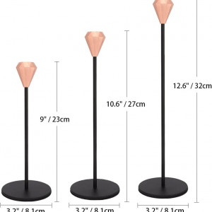 Set de 3 suporturi de lumanari Zootop, metal, negru/rose, 32cm/ 27 cm / 23 cm - Img 6