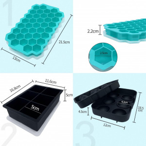 Set de 3 tavi pentru cuburi de gheata InJolly, silicon, albastru/negru - Img 7