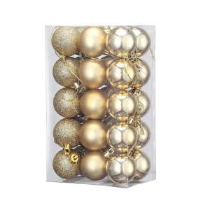 Set de 30 globuri pentru bradul de Craciun LessMo, plastic, auriu, 4 cm