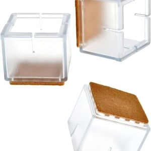 Set de 32 protectii pentru picioarele mobilierului Mogokoyo, silicon/pasla, transparent/maro, 3,7 x 3,3 x 3 cm