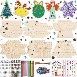 Set de 324 accesorii pentru decoratiuni de Craciun , lemn/textil, multicolor