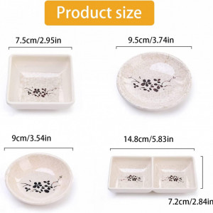Set de 4 boluri pentru sosuri WDZYRM, ceramica, alb/negru, 7,5 cm / 9,5 cm / 9 cm / 14,8 x 7,2 cm - Img 7