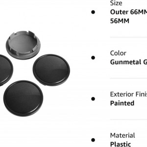 Set de 4 capace centrale pentru roti KitsPro, ABS/metal, gri, 56 mm/ 66 mm - Img 2