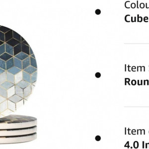Set de 4 coastere Haocoo, ceramica/silicon/pluta, cub, albastru, 10 cm - Img 2
