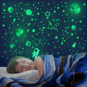 Set de 4 coli cu autocolante luminoase pentru camera copiilor SupLetsico, PVC, verde, 20 x 28 cm - Img 4