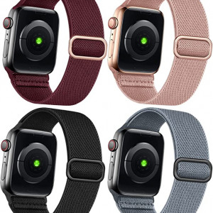 Set de 4 curele pentru Apple Watch Omee, nailon, multicolor, 10,9-22 cm