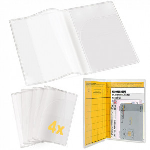 Set de 4 huse pentru pasaport/carnetel Gmili, PVC, transparent, 9,3 x 13 cm