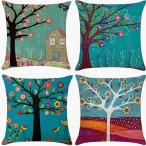 Set de 4 huse pentru perna Coyvesar, bumbac/in, multicolor, 45 x 45 cm