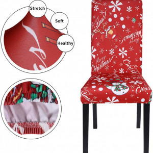 Set de 4 huse pentru scaune Shujin, rosu/alb, poliester/spandex, 60 x 50 x 50 cm - Img 5
