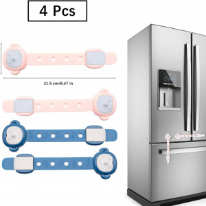 Set de 4 incuietori reglabile de siguranta pentru copii Bakiauli, plastic, roz/albastru, 21,5 x 6 cm - Img 5