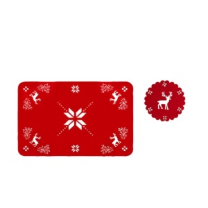 Set de 4 naproane si 4 coastere de Craciun Anyingkai, rosu/alb, plastic, 45 x 30 cm - Img 8