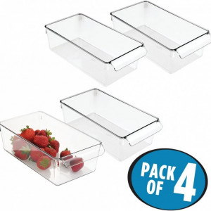 Set de 4 organizatoare pentru frigider mDesign, plastic, transparent, 15,2 x 29,2 x 8,9 cm - Img 8