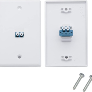 Set de 4 panouri cu un port pentru fibra optica cu adaptor duplex LC SMF/MMF 10Gtek, plastic, alb/albastru