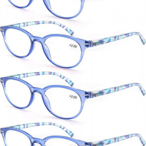 Set de 4 perechi ochelari de citit Modfans, pentru dama, cu dioptrii 0.50, albastru