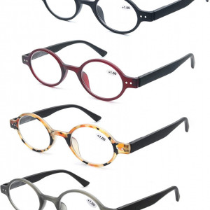 Set de 4 perechi ochelari de citit Modfans, pentru dama, cu dioptrii 4.0, plastic, multicolor - Img 3