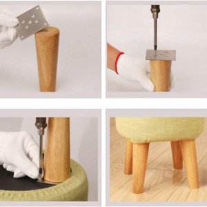 Set de 4 picioare pentru mobilier cu accesorii de montare Mysummer, lemn, nuc, 10 cm - Img 5