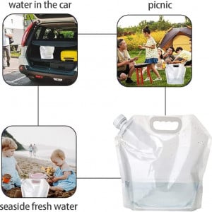 Set de 4 recipiente pliabile cu maner pentru apa Fasbet, plastic, transparent, 10 L,  38 x 41 cm 