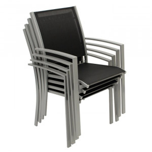 Set de 4 scaune de terasa Vreeland, metal, negre, 89 x 55 x 64 cm - Img 2
