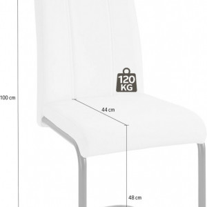Set de 4 scaune Linea piele sintetica/metal, negru, 43 x 62 x 100 cm - Img 2