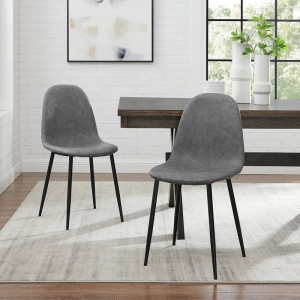Set de 4 scaune Moody, tesătură / metal, gri/negru, 87 x 44 x 45 cm - Img 2