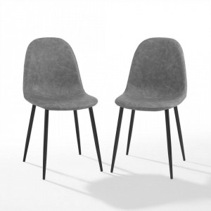 Set de 4 scaune Moody, tesătură / metal, gri/negru, 87 x 44 x 45 cm - Img 5