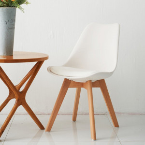 Set de 4 scaune tapitate Kaitlin, maro/alb, 82 x 42,5 x 46,5 cm - Img 3