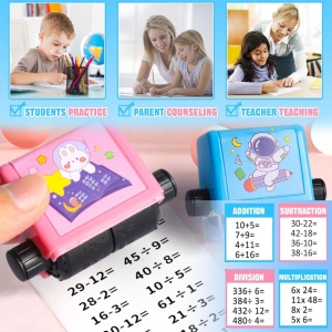 Set de 4 stampile cu calcule matematice Ygache, plastic, multicolor