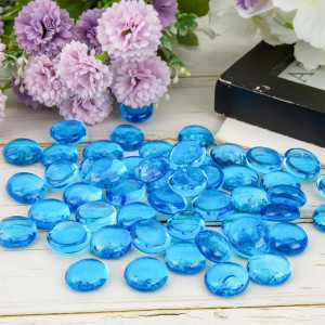 Set de 420 pietre decorative Hakacc, sticla, albastru deschis, 1,5-2 cm