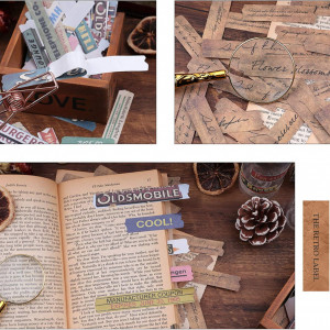 Set de 480 autocolante vintage pentru proiecte DIY Lychii, hartie washi, multicolor - Img 2