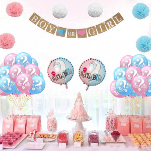 Set de 49 accesorii pentru petrecere anunt sarcina Amycute, roz/albastru, latex/hartie - Img 4