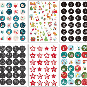 Set de 5 folii cu 24 autocolante pentru calendar de advent, hartie, multicolor, 40 mm